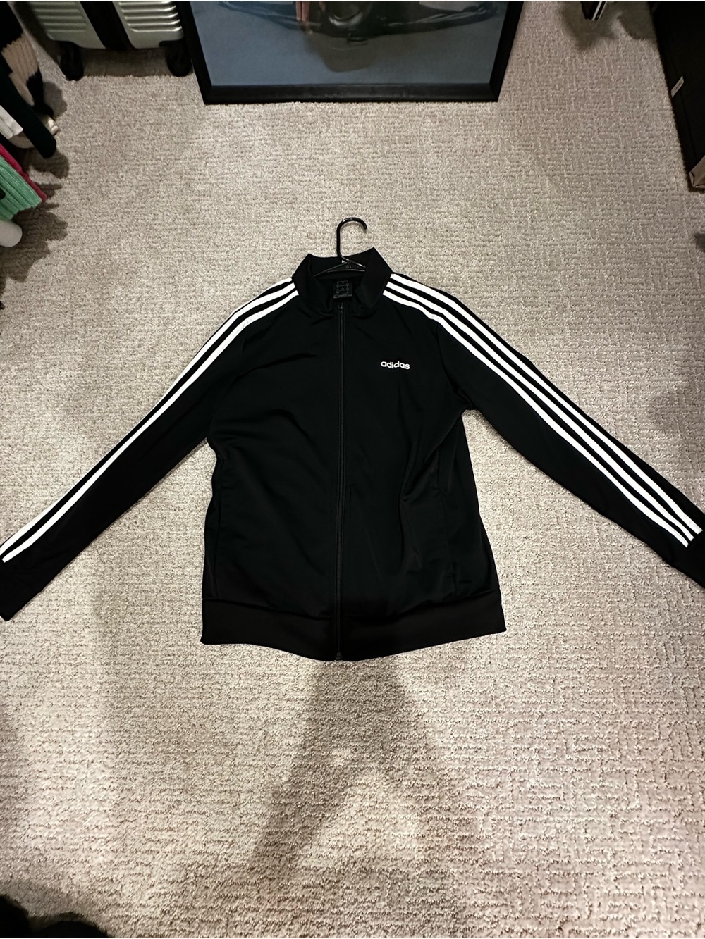 adidas Black Bomber Jacket with White Stripes
